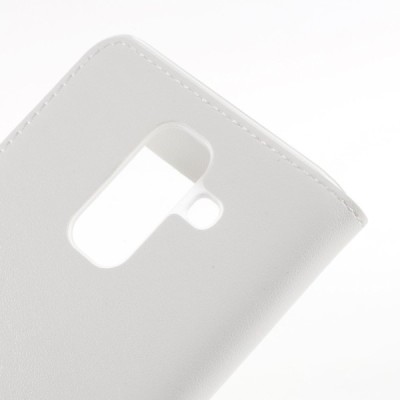 Samsung Galaxy A6+ 2018 (A605F) atverčiamas baltas dėklas su langeliu / Priedai.lt