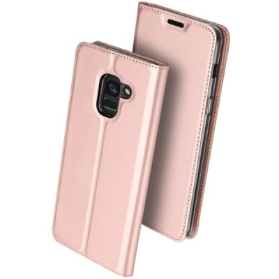 „Dux Ducis“ Skin serijos Samsung Galaxy J6 2018 (J600) rožinis odinis atverčiamas dėklas / Priedai.lt