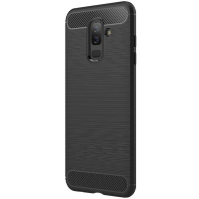 Samsung Galaxy A6+ 2018 (A605F) „Carbon“ kieto silikono TPU juodas dėklas - nugarėlė / Priedai.lt