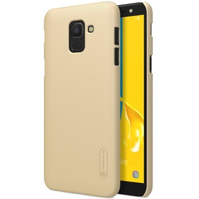Samsung Galaxy J6 2018 (J600) Nillkin Frosted Shield auksinis plastikinis dėklas + apsauginė ekrano plėvelė / Priedai.lt