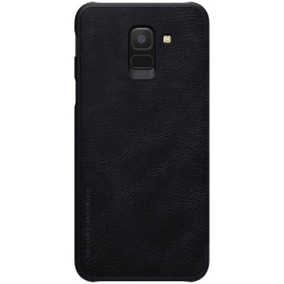 Prabangus „Nillkin“ Qin serijos juodas odinis atverčiamas Samsung Galaxy J6 2018 (J600) dėklas / Priedai.lt