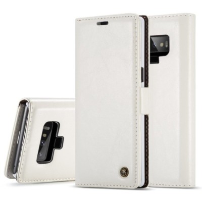 Samsung Galaxy Note 9 (N960F) „CaseMe“ solidus atverčiamas baltas odinis dėklas - knygutė / Priedai.lt