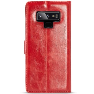 Samsung Galaxy Note 9 (N960F) „CaseMe“ solidus atverčiamas raudonas odinis dėklas - knygutė / Priedai.lt