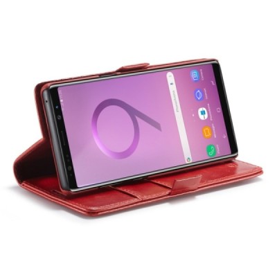 Samsung Galaxy Note 9 (N960F) „CaseMe“ solidus atverčiamas raudonas odinis dėklas - knygutė / Priedai.lt