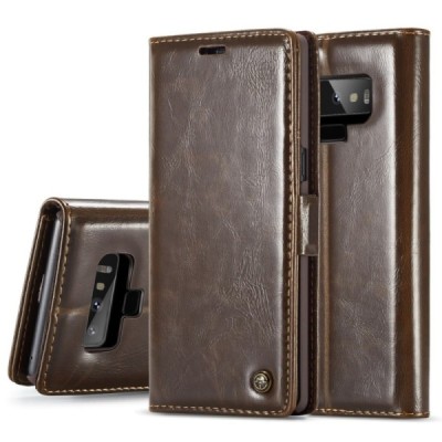 Samsung Galaxy Note 9 (N960F) „CaseMe“ solidus atverčiamas tamsiai rudas odinis dėklas - knygutė / Priedai.lt