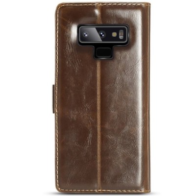Samsung Galaxy Note 9 (N960F) „CaseMe“ solidus atverčiamas tamsiai rudas odinis dėklas - knygutė / Priedai.lt