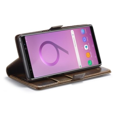 Samsung Galaxy Note 9 (N960F) „CaseMe“ solidus atverčiamas tamsiai rudas odinis dėklas - knygutė / Priedai.lt