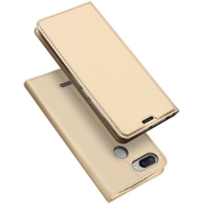 „Dux Ducis“ Skin serijos Xiaomi Redmi 6 auksinis odinis atverčiamas dėklas / Priedai.lt