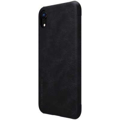 Prabangus „Nillkin“ Qin serijos juodas odinis atverčiamas Apple iPhone Xr dėklas / Priedai.lt