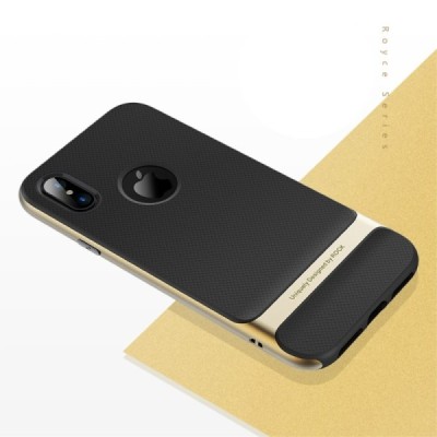 „Rock“ Royce sustiprintos apsaugos Apple iPhone X (iPhone Xs) auksinis kieto silikono (TPU) ir plastiko dėklas / Priedai.lt