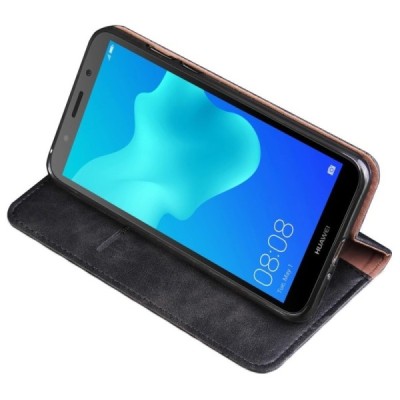 „Deluxe“ atverčiamas juodas odinis Huawei Y5 2018 (Honor 7S) dėklas - knygutė / Priedai.lt
