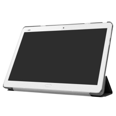 Huawei MediaPad M3 Lite 10.1 atverčiamas juodas odinis dėklas - knygutė / Priedai.lt