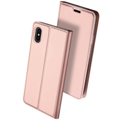 „Dux Ducis“ Skin serijos Apple iPhone Xs Max rožinis odinis atverčiamas dėklas / Priedai.lt