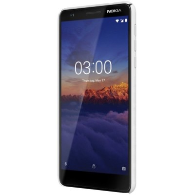 Nokia 3.1 (2018) Frosted Shield baltas plastikinis dėklas + apsauginė ekrano plėvelė / Priedai.lt