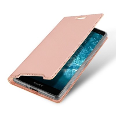 „Dux Ducis“ Skin serijos Sony Xperia XZ3 rožinis odinis atverčiamas dėklas / Priedai.lt