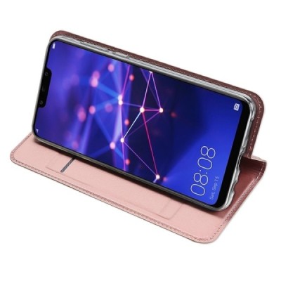 „Dux Ducis“ Skin serijos Huawei Mate 20 Lite rožinis odinis atverčiamas dėklas / Priedai.lt
