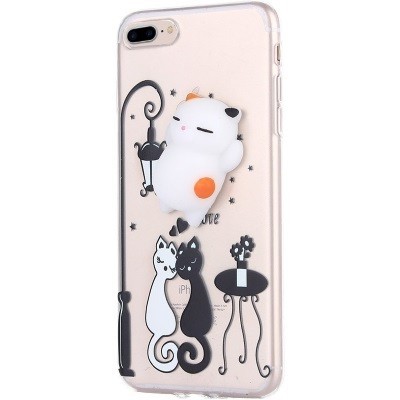 Apple iPhone 7 Plus (iPhone 8 Plus) „Squezy“ Cat kieto silikono TPU skaidrus dėklas - nugarėlė / Priedai.lt