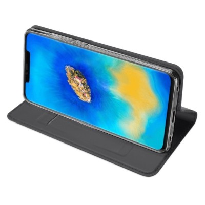 „Dux Ducis“ Skin serijos Huawei Mate 20 Pro pilkas odinis atverčiamas dėklas | Priedai.lt
