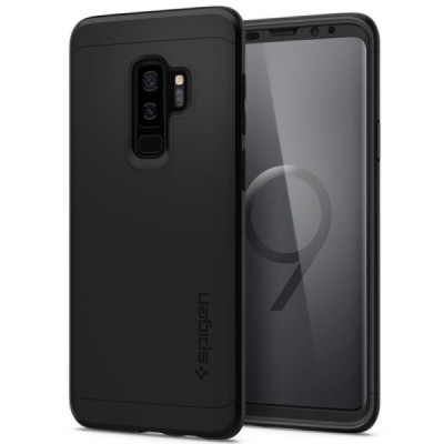 „Spigen“ Thin Fit 360 plastikinis Samsung Galaxy S9+ (G965) juodas dėklas - nugarėlė + apsauginis ekrano stiklas / Priedai.lt