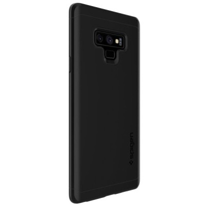 „Spigen“ Thin Fit 360 plastikinis Samsung Galaxy Note 9 (N960F) juodas dėklas - nugarėlė + apsauginis ekrano stiklas / Priedai.l