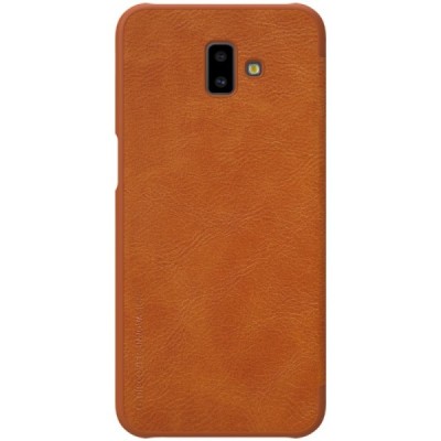 Prabangus „Nillkin“ Qin serijos rudas odinis atverčiamas Samsung Galaxy J6+ 2018 (J610) dėklas / Priedai.lt