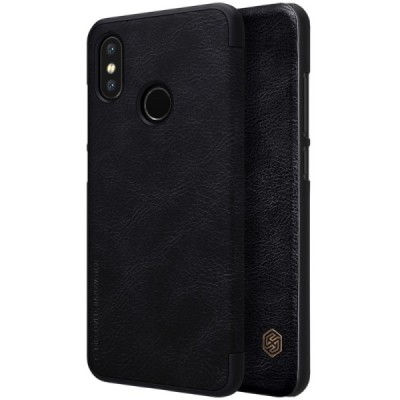 Prabangus „Nillkin“ Qin serijos juodas odinis atverčiamas Xiaomi Mi 8 dėklas / Priedai.lt
