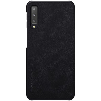 Prabangus „Nillkin“ Qin serijos juodas odinis atverčiamas Samsung Galaxy A7 2018 dėklas / Priedai.lt