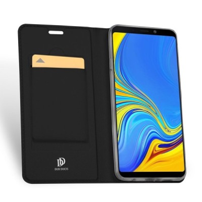 „Dux Ducis“ Skin serijos Samsung Galaxy A9 2018 (A9 Star Pro) juodas odinis atverčiamas dėklas / Priedai.lt