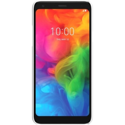 LG Q7 Nillkin Frosted Shield baltas plastikinis dėklas + apsauginė ekrano plėvelė / Priedai.lt
