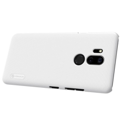 LG G7 ThinQ Nillkin Frosted Shield baltas plastikinis dėklas + apsauginė ekrano plėvelė / Priedai.lt