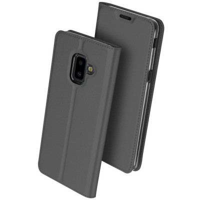 „Dux Ducis“ Skin serijos Samsung Galaxy J6+ 2018 (J610) juodas odinis atverčiamas dėklas / Priedai.lt