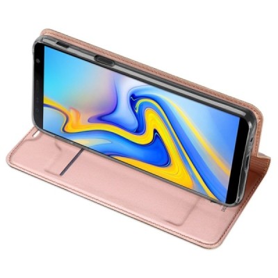 „Dux Ducis“ Skin serijos Samsung Galaxy J6+ 2018 (J610) rožinis odinis atverčiamas dėklas / Priedai.lt