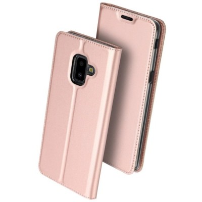 „Dux Ducis“ Skin serijos Samsung Galaxy J6+ 2018 (J610) rožinis odinis atverčiamas dėklas / Priedai.lt