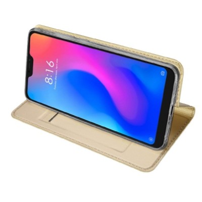 „Dux Ducis“ Skin serijos Xiaomi Redmi 6 Pro (Mi A2 Lite) auksinis odinis atverčiamas dėklas / Priedai.lt