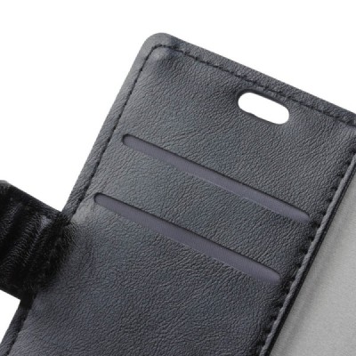 Huawei Honor 7C atverčiamas juodas odinis dėklas - piniginė / Priedai.lt