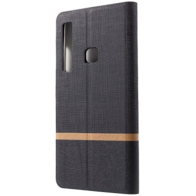 „Cross“ Texture Leather serijos Samsung Galaxy A9 2018 (A9 Star Pro) juodas odinis atverčiamas dėklas / Priedai.lt