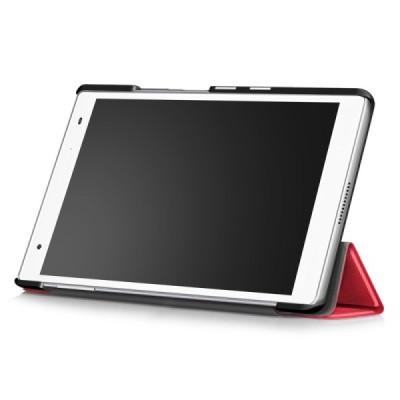 Lenovo Tab4 8 Plus (TB-8704F/N) atverčiamas raudonas odinis dėklas (sulankstomas) / Priedai.lt