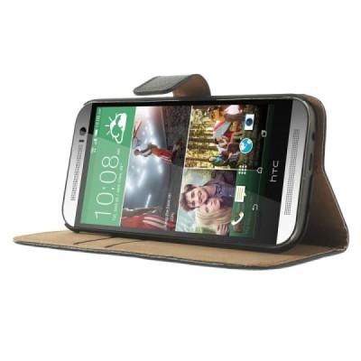„Crazy Horse“ HTC One M8 juodas odinis atverčiamas dėklas / Priedai.lt