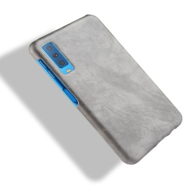 „Litchi“ Skin Leather Samsung Galaxy A7 2018 (A750) pilkas plastikinis dėklas - nugarėlė / Priedai.lt