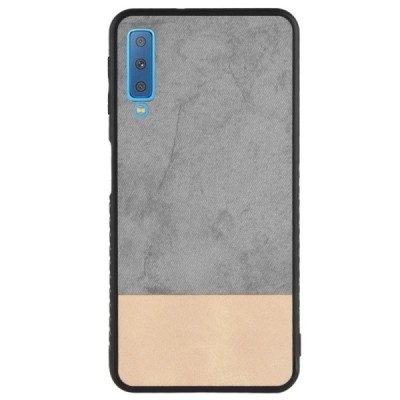 „Bi-Color“ Splicing Samsung Galaxy A7 2018 (A750) pilkas, smėlio spalvos odinis dėklas / Priedai.lt