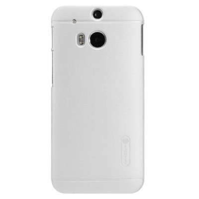 Nillkin Frosted Shield HTC One M8 baltas plastikinis dėklas + Nillkin ekrano plėvelė / Priedai.lt