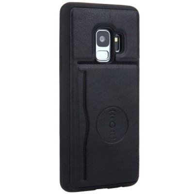 „Kickstand“ Card Holder Samsung Galaxy S9 (G960) juodas odinis dėklas / Priedai.lt