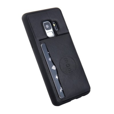 „Kickstand“ Card Holder Samsung Galaxy S9 (G960) juodas odinis dėklas / Priedai.lt