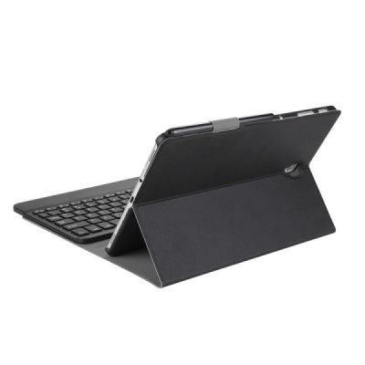 Samsung Galaxy Tab A 10.5 2018 (T590, T595) atverčiamas juodas odinis dėklas su bluetooth belaide klaviatūra / Priedai.lt