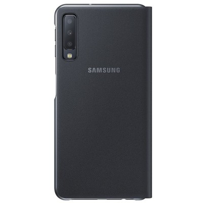 Samsung Galaxy A7 2018 (A750) originalus Wallet Cover atverčiamas juodas odinis dėklas - piniginė / Priedai.lt