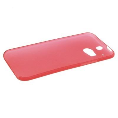 Ploniausias pasaulyje HTC One M8 raudonas skaidrus plastikinis dėklas / Priedai.lt