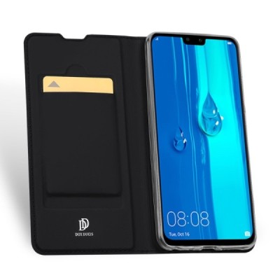 „Dux Ducis“ Skin serijos Huawei P smart 2019 (Honor 10 Lite) juodas odinis atverčiamas dėklas / Priedai.lt
