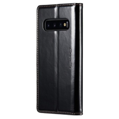 Samsung Galaxy S10 (G973) „CaseMe“ solidus atverčiamas juodas odinis dėklas - knygutė | Priedai.lt