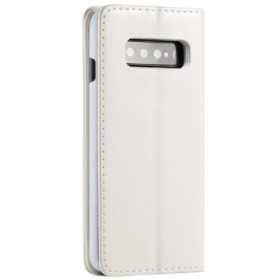 Samsung Galaxy S10 (G973) „CaseMe“ solidus atverčiamas baltas odinis dėklas - knygutė / Priedai.lt