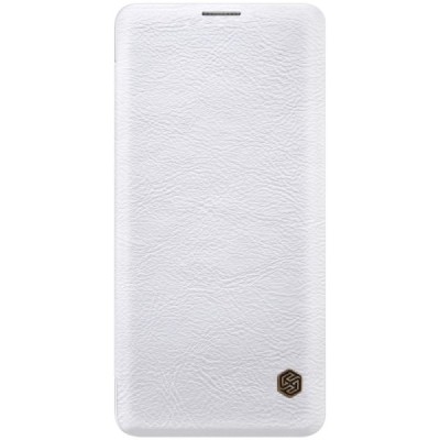 Prabangus „Nillkin“ Qin serijos baltas odinis atverčiamas Samsung Galaxy S10+ (G975) dėklas / Priedai.lt